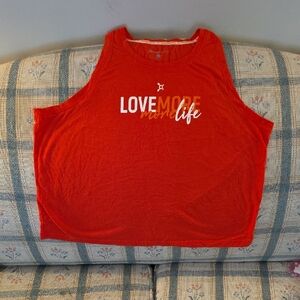 Orangetheory Red Muscle Tee with 'Love More Life' Print